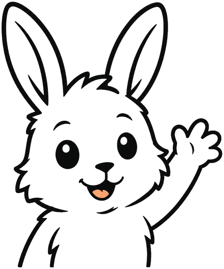 Margo the rabbit, waving hello